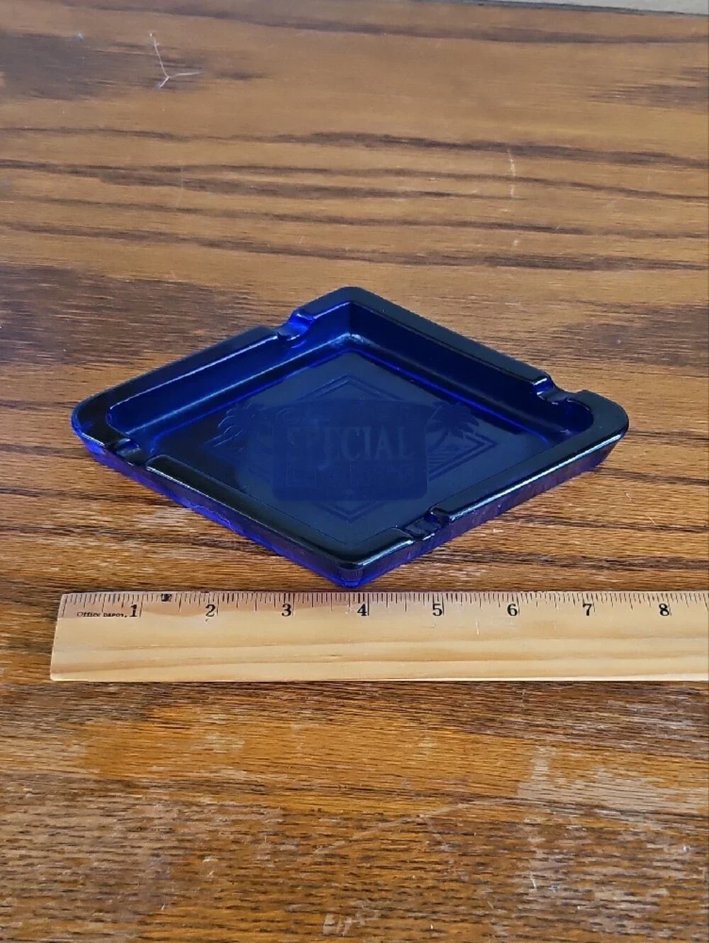 Vintage Camel Special Lights Cobalt Blue Glass Ashtray Tote 8